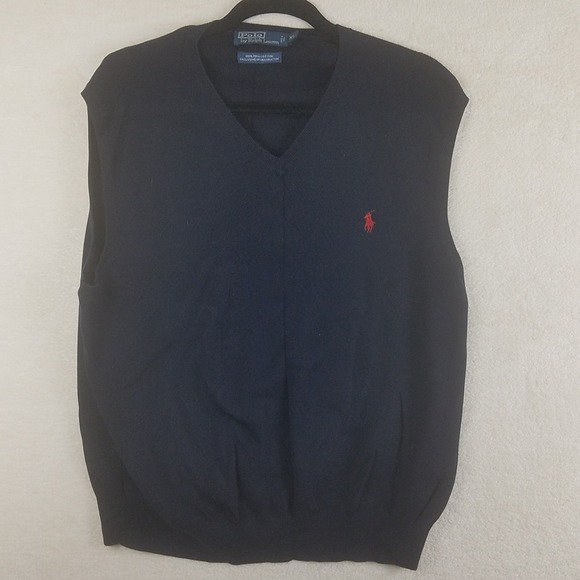 Polo Ralph Lauren Other - Polo Ralph Lauren Mens XL Navy Blue 100% Pima Cotton V-Neck Sweater Vest Pony